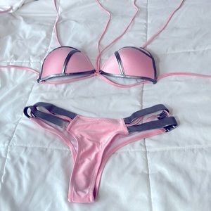 Beautiful and sexy Light pink and silver 2 piece bikini